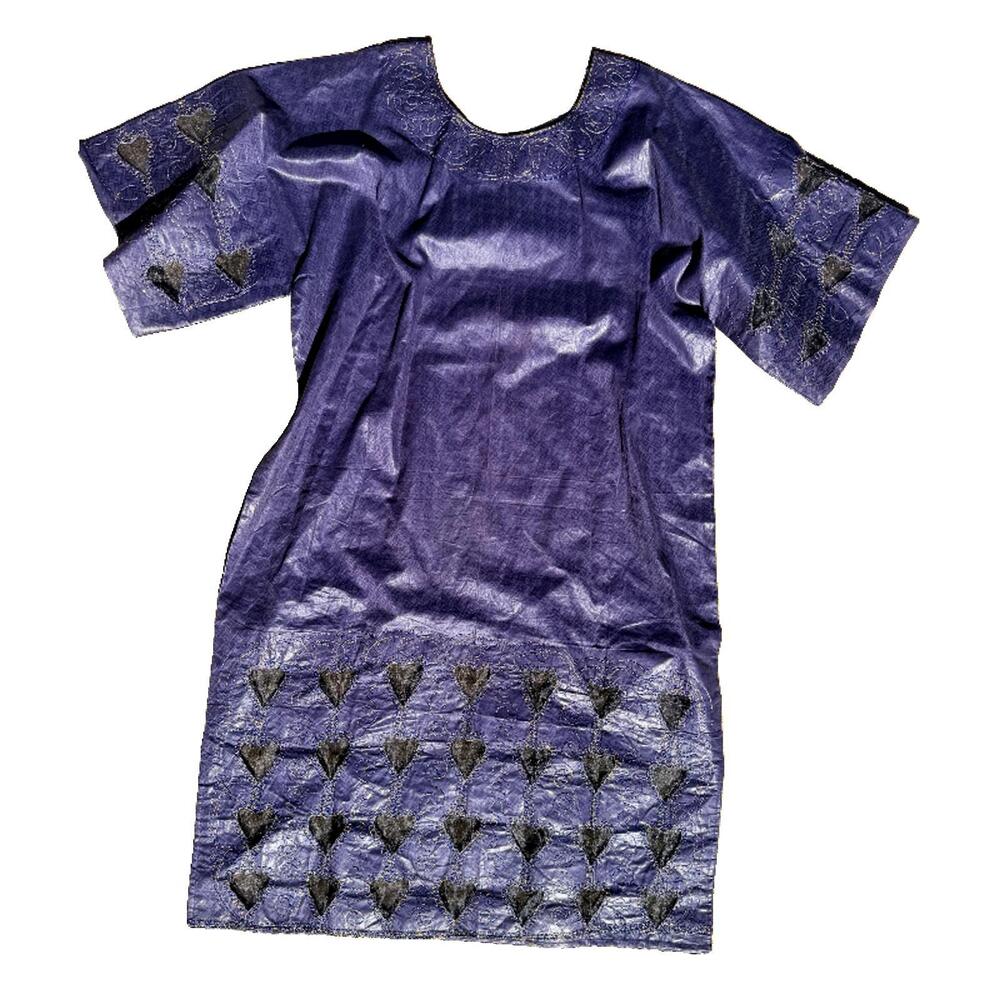 Embroidered Artisan Indigo Heart Kaftan 80s